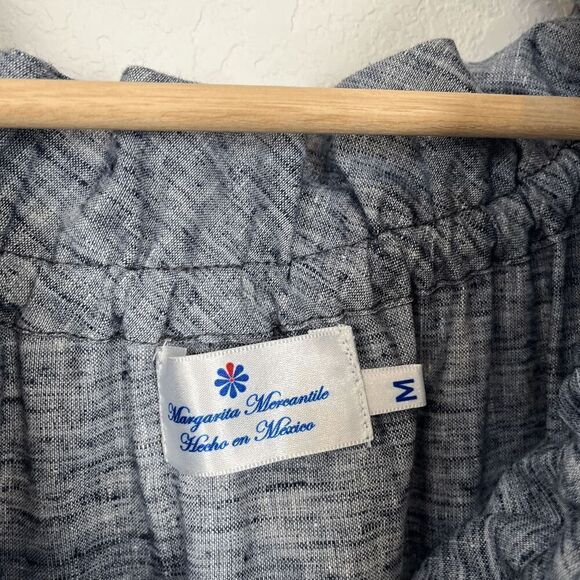 Margarita Mercantile Blue Chambray Embroidered Short Sleeve Dress Women’s Medium - Picture 4 of 6